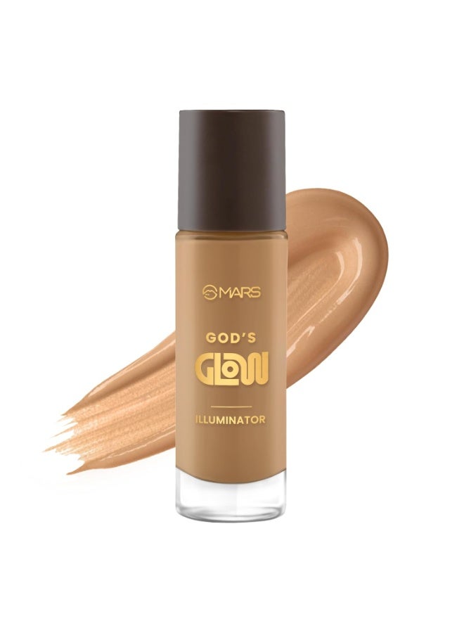 MARS God's Glow Illuminator Highlighter (30ml) (07-ECLAIRS) | Hyaluronic Acid, Green Tea & Rosemary Extract | Sheer Coverage | Light-Weight | Flawless Natural Look - Image 1